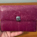 Lauren Ralph Lauren Compact Red Maroon Leather Wallet Card Holder Flip Open 5.5" Photo 0