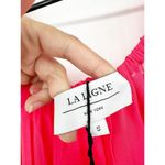 La Ligne Isabelle Gathered Silk Chiffon Hot Pink Puff Sleeve Maxi Dress Sz S NWT Photo 3