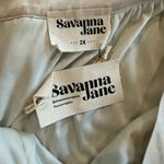 NWT Savanna Jane One Shoulder‎ Sequins Satin Trim Bow in Champagne Size 2X Gray Photo 1