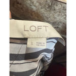 Loft  White Black Striped Short Sleeve Blouse - Small Photo 7