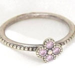 Sterling Silver Pink Clover Ring Size 6 Photo 0