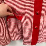 Vintage Womens L Red & White Striped Varsity Cardigan Preppy Nautical Coastal Size L Photo 7