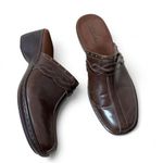 Clarks ‎ Brown Leather Mule Clogs Braided Detail Studded Accent Comfortable Photo 1