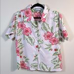 Island Tropics Aloha Resortwear Cotton Floral Vacation Hawaii Shirt Women XL White Photo 0
