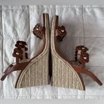 Kate Spade  Brown Leather Strappy Floral Tisdale Espadrille Wedge Sandals Boho-8M Photo 2