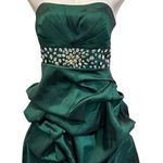 Jovani  Deep Green Rhinestone Strapless Mini Cocktail Dress Photo 0