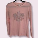 Y2K rhinestone fleur de lis thermal tee shirt Pink Size XL Photo 0