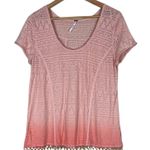 Free People  Shibori Burnout Ombre Shirt Womens L Orange Beaded Tribal Hippie Photo 1