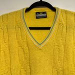VTG 50s Unisex Sz:L Sportswear Bright Yellow VNeck Cable Knit Preppy Sweater. Size L Photo 4