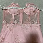 Lulus NWOT Radiant Expectations Pink Embroidered Floral Bustier Maxi Dre… Photo 7