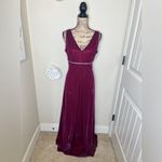 NTM Vintage Scott McClintock Iridescent Overlay Burgundy Empire Waist Gown Sz 12 Red Photo 0