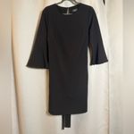 Lulus Last Love Song Black Mini Dress Bell Sleeves Front Tie Lined Keyhole Large Photo 2