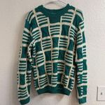 Nordstrom Vintage  Town Square Teal and White Checkered Sweater Size XS Photo 0