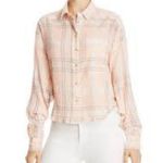 Free People Paradise Garden Cropped Plaid Button-Down Shirt Size S Photo 1