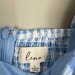 Lena Mini Dress Womens L Blue Gingham Smocked Puff Sleeve Prairie Cottagecore Size L Photo 4