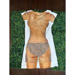 Super Funky Bikini Graphic Print T Shirt Dress by Faux Real Size M Tan Size M Photo 1