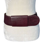 Donna Karan vintage genuine leather burgundy lizard embossed wide velcro belt M Photo 0