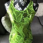 Charlotte Russe Neon Green with Sequin Tank Top XS Photo 0