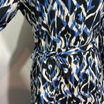 ZARA EUC Abstract Print Belted Shirt Dress Blue Black White Long Sleeve XS Photo 4
