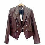 Veronica Beard NWT Cooke Dickey Jacket Brown Croc Embossed Vegan Leather Size 8 Photo 2