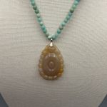 Artisan Silver 990 Chalcedony Big pendant 2.75” Length New Amazonite Beaded Chain Photo 4