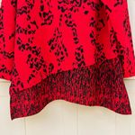Ali Miles Red Black Print Asymmetrical Long Sleeve Cowl Neck Tunic Blouse Sz XL Photo 9