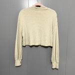 Free People White Cream BK Waffle Thermal Distressed Boho Cropped Top S Photo 7