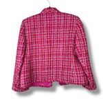 Ann Taylor NWOT The Cutaway Pink Red Fringe Tweed Open Front Jacket Size 12 Photo 6