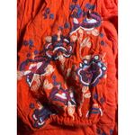 Free People  Embroidered Red Boho Mini Dress Cutout Back Size L with pockets Photo 4