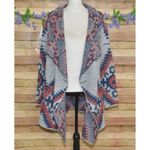 RD Style  Ladies Gray Open Front Cardigan Sweater Size L Southwest Aztec Warm Photo 2