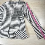Dojam Left Coast Collection Striped Open Front Ruffle Hem Jacket Women's Small Black Photo 7