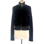 Guess  Jean’s GLAMOUR Black Faux Fur Sweater Knit Zip Up Jacket Size M Photo 1