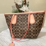 Elegant Brown and Pink Tote Bag Photo 0