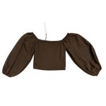 Susana Monaco NWT Puff Sleeve Top in Espresso Sz Small $158 Photo 1