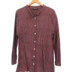 White Fox Boutique  Crinkle Long Sleeve Button Front Shirt Top M L Photo 0
