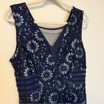 Enfocus Studio Navy and Silver Lace Formal Floor Length Dress Photo 2