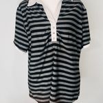 Bette And Court Horizontal Strip Top Professional Collared Shirt Gray Size XL Photo 0