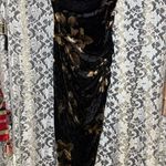 Glare Black tan velvet asymmetrical Dress side ruching floral small adjustable straps Photo 0