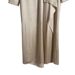 Mac Duggal Champagne Gold Long Sleeve Faux Wrap Slit Satin Evening Gown Size 12 Photo 15