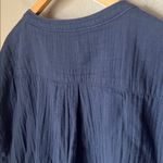 Quince navy organic cotton rolled sleeve gauzy blouse Blue Size XL Photo 9