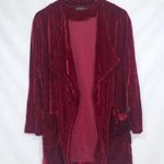 New Amaryllis Velvet Drape Open Front Oversized Burgundy Cardigan Size Medium Red Photo 1