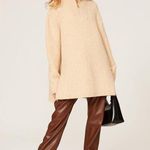 Nanushka Zitah Cream Alpaca Wool Zip Neck Oversized Rib Pullover Sweater Size S Photo 0