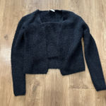 Sadie and Sage Black Fuzzy Open Cardigan Barefoot Dreams Sweater With Top Photo 0