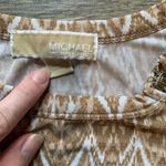 Michael Kors White and Tan Ikat Print Short Sleeved Mini Dress S Photo 2