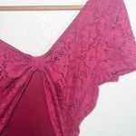 Rue 21 Floral Maroon Bow Scoop Neck Short Sleeve Open Back Mini Dress Photo 7