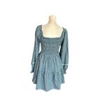 American Eagle Y2K Green Plaid Mini Peasant Dress Tiered Smocked Bust Sz S Photo 3