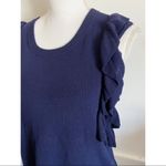 Anthropologie Knitted & Knotted • Navy Ruffle Sweater Tank Top Photo 20