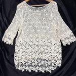 Flower Crochet Top Womens OSFM Ivory 3/4 Sleeve Boho Festival Fairy Beachy Party Size undefined Photo 4