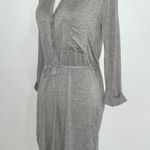LA Made New Henley 3/4 Sleeve Tie Waist Jersey Knit Dress Heather Grey Photo 9