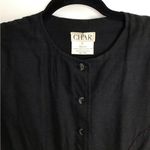 Vintage Char Button Up Collared Black Blazer Long Sleeve 100% Silk Size 8 Photo 1